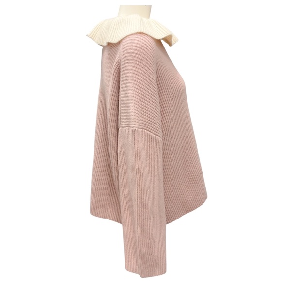 ALTUZARRA AGED MAUVE ZOPPEZ RUFFLED CASHMERE SWEATER - Picture 2 of 6